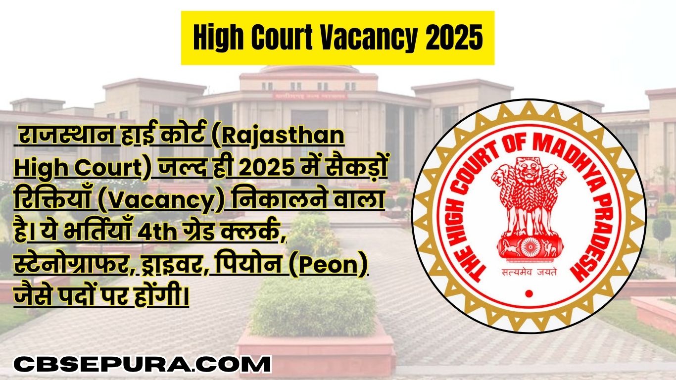 High Court Vacancy 2025: उम्र सीमा, सिलेबस, ऑनलाइन आवेदन - पूरी जानकारी! (Sarkari Result)