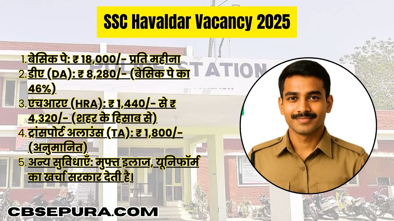 SSC Havaldar Vacancy 2025 : सैलरी स्ट्रक्चर, जॉब प्रोफाइल और प्रमोशन की पूरी गाइड